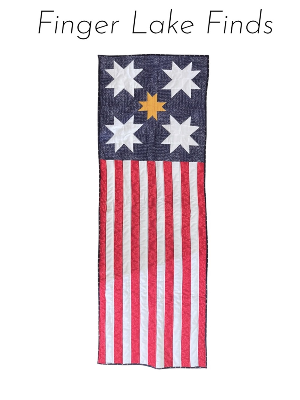 Patriotic Star & Stripe Table Runner - Red, White, Blue & Gold